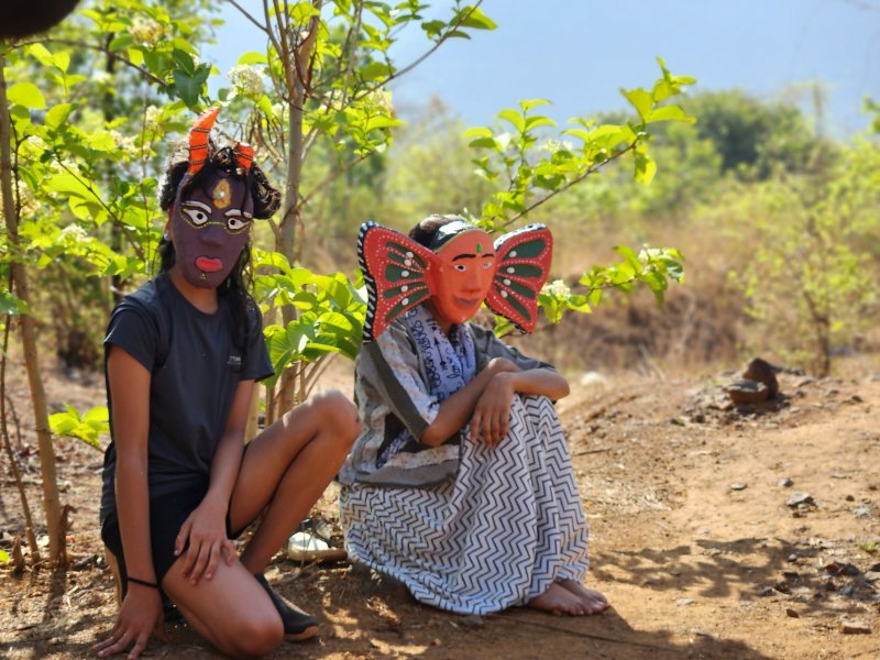 Mask-making session guided by artisans